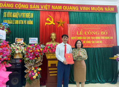 Công bố Quyết định bổ nhiệm Giám đốc đồng thời Hạt trưởng Hạt kiểm lâm BQL Khu BTTN Pù Huống