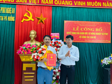 Công bố Quyết định của Giám đốc Sở Nông nghiệp và PTNT tỉnh Nghệ An về công tác cán bộ của BQL Khu BTTN Pù Huống